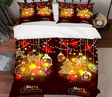 3D String Lights 51095 Christmas Quilt Duvet Cover Xmas Bed Pillowcases
