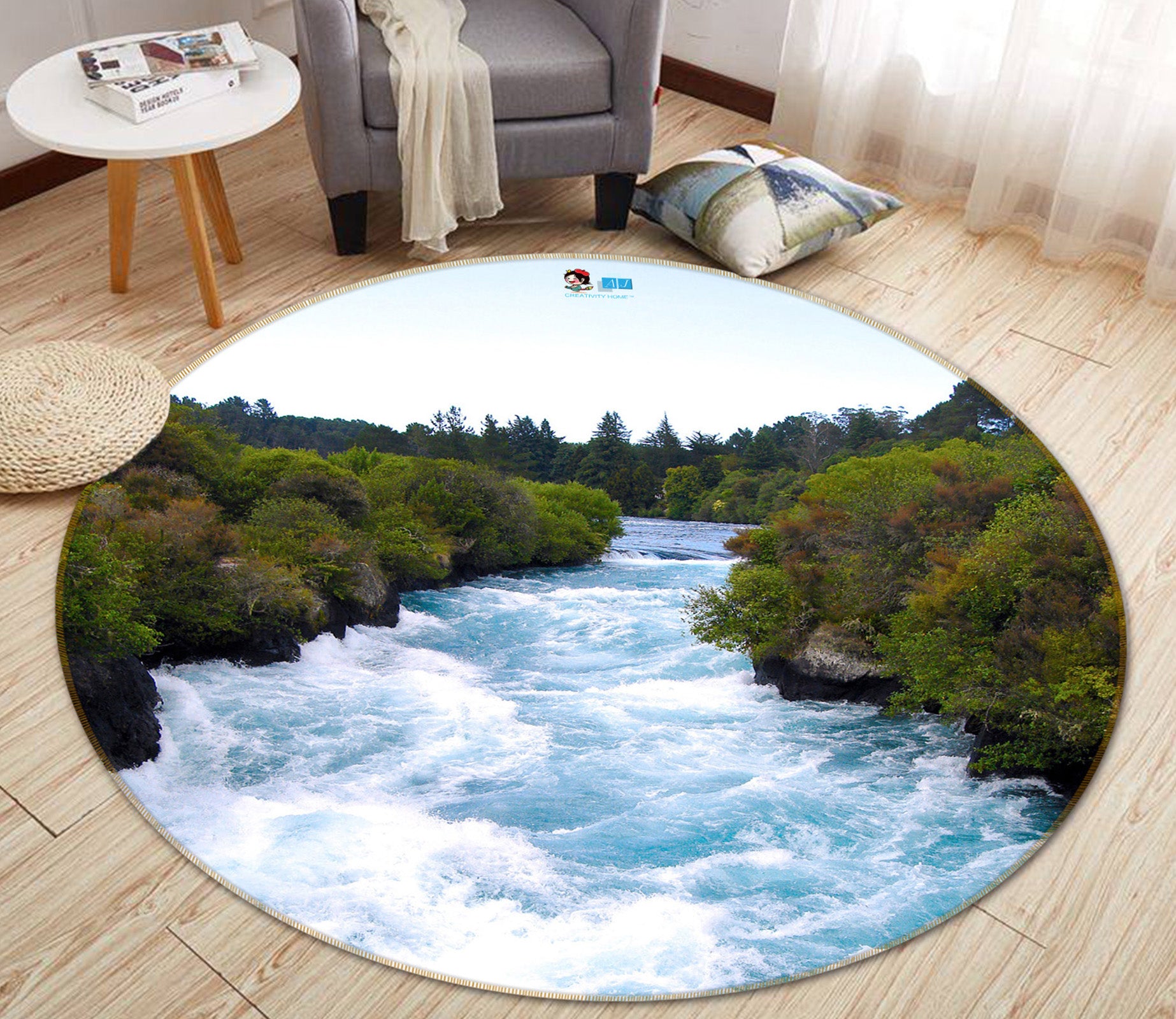 3D River 74106 Round Non Slip Rug Mat