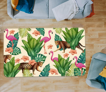 3D Leopard Flamingo 38171 Animal Non Slip Rug Mat