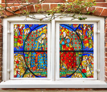 3D Christening Flower 141 Window Film Print Sticker Cling Stained Glass UV Block