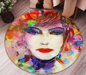 3D Colorful Female 36219 Round Non Slip Rug Mat