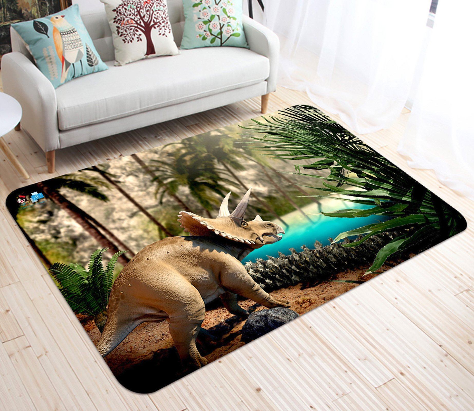 3D Horned Dragon Forest 62 Non Slip Rug Mat Mat AJ Creativity Home 