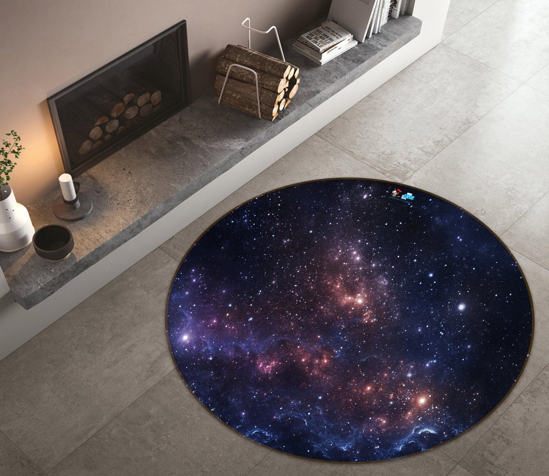 3D Starry Sky 72291 Round Non Slip Rug Mat