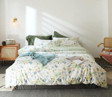 3D Light Green Floral 50025 Bed Pillowcases Quilt