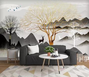 3D Golden Tree 2230 Wall Murals