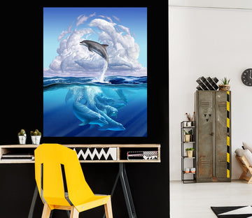 3D Dolphin Play 032 Jerry LoFaro Wall Sticker Wallpaper AJ Wallpaper 2 