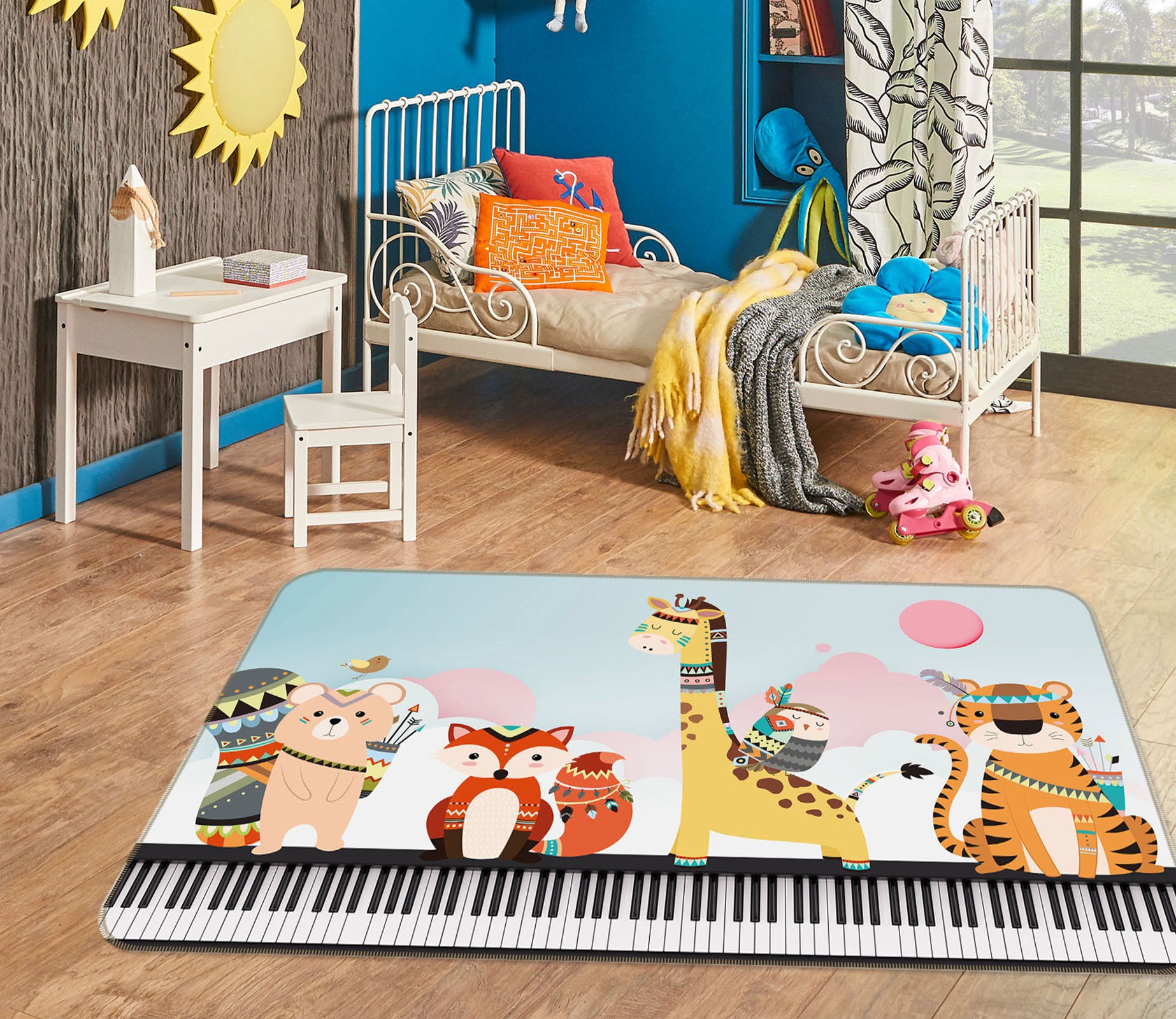 3D Animals Piano 34087 Non Slip Rug Mat