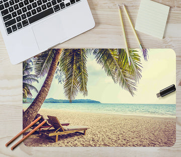 3D Coconut Tree Beach 17026 Desk Mat