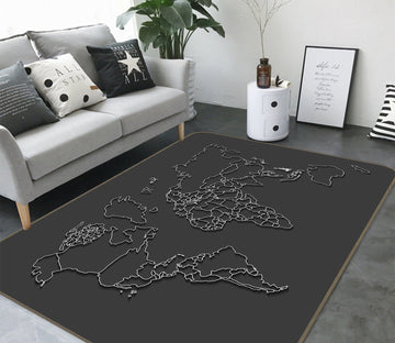 3D Black Pattern 2002 World Map Non Slip Rug Mat Mat AJ Creativity Home 