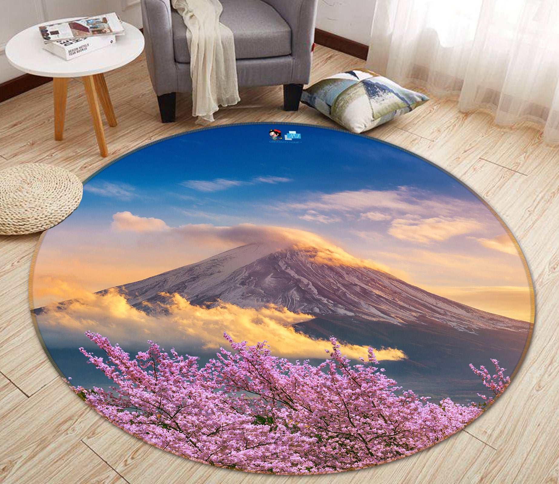 3D Mount Fuji 81035 Round Non Slip Rug Mat