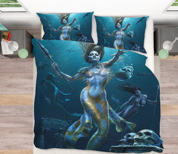 3D Under Sea Mermaid 4088 Tom Wood Bedding Bed Pillowcases Quilt