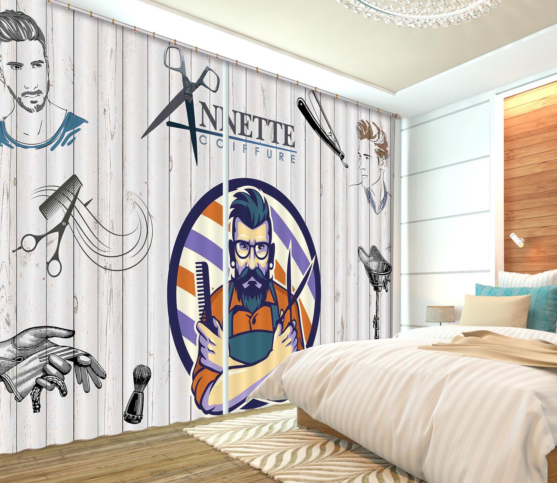 3D Barbershop 855 Curtains Drapes Wallpaper AJ Wallpaper 