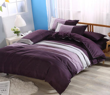 3D Purple Stitching 6076 Bed Pillowcases Quilt