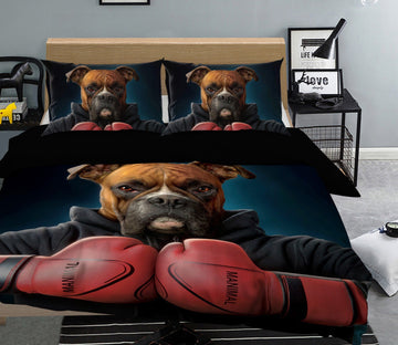 3D Boxer Dog 023 Bed Pillowcases Quilt Exclusive Designer Vincent Quiet Covers AJ Creativity Home 
