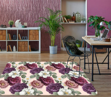 3D Purple Flowers 77085 Non Slip Rug Mat