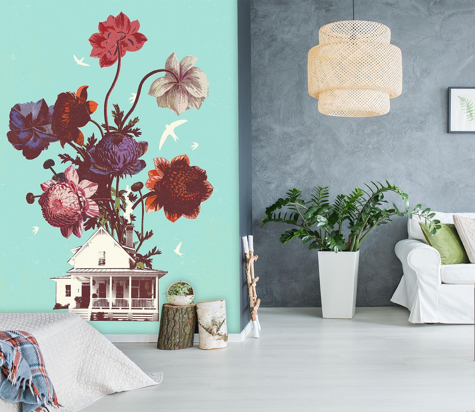 3D Flower House 1404 Showdeer Wall Mural Wall Murals Wallpaper AJ Wallpaper 2 
