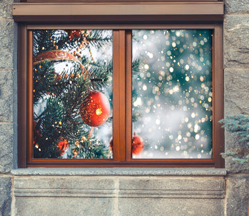 3D Red Ball Pendant 42154 Christmas Window Film Print Sticker Cling Stained Glass Xmas