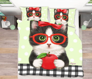 3D Apple Cat 5871 Kayomi Harai Bedding Bed Pillowcases Quilt Cover Duvet Cover