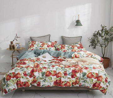 3D Red Fruit 7087 Bed Pillowcases Quilt