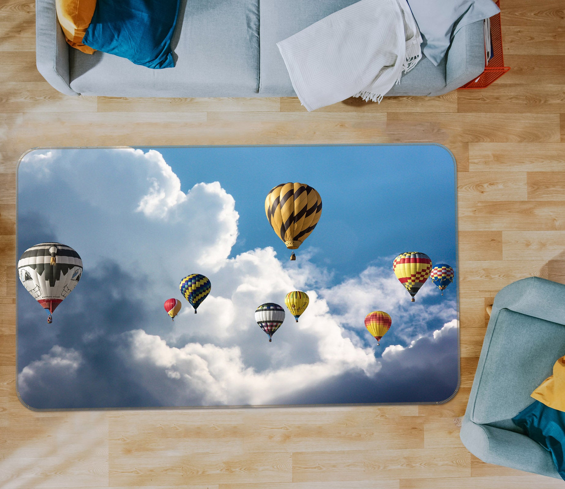 3D Hot Air Balloon 36126 Non Slip Rug Mat