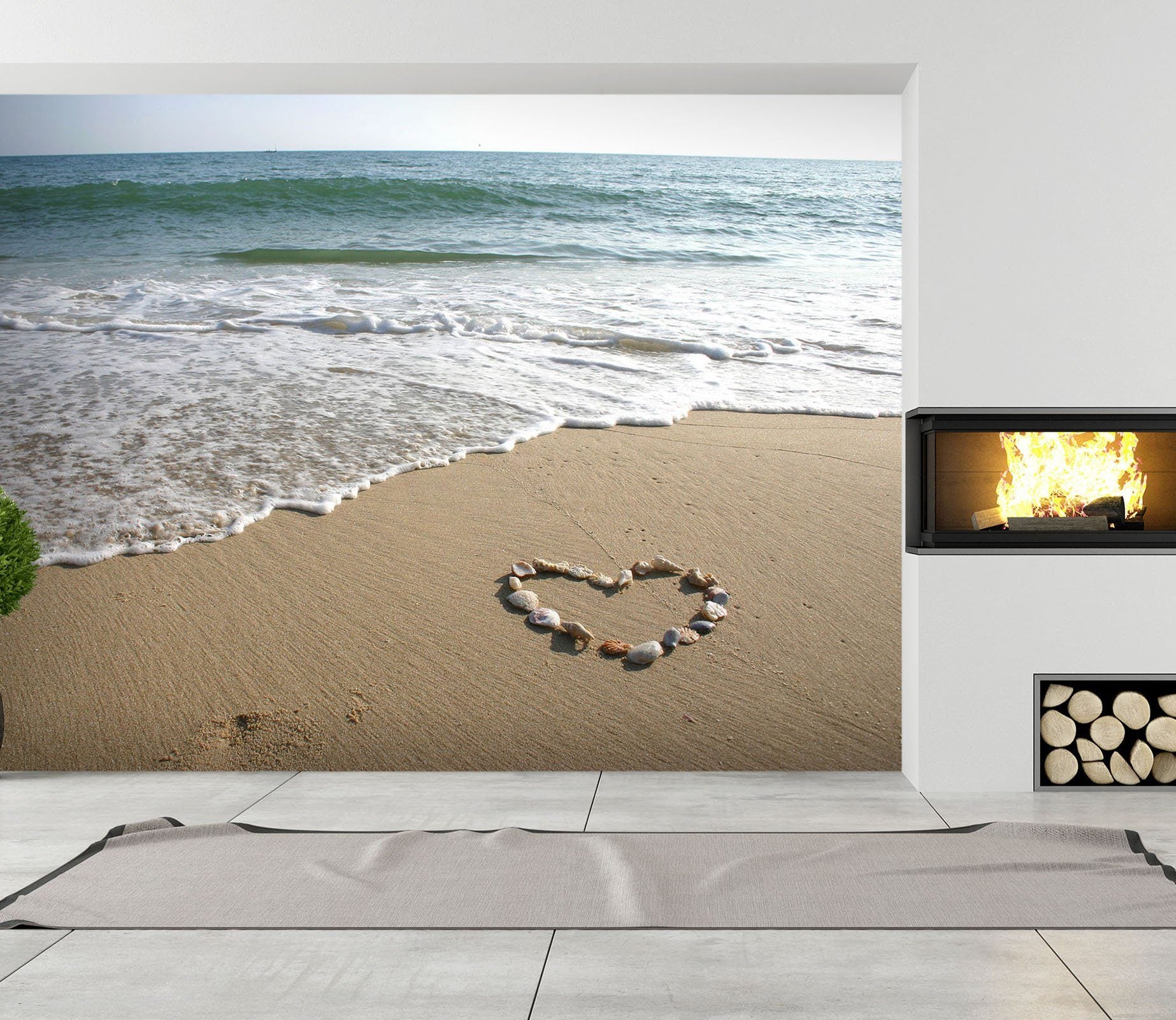 3D Beach Heart Type 140 Wall Murals Wallpaper AJ Wallpaper 2 