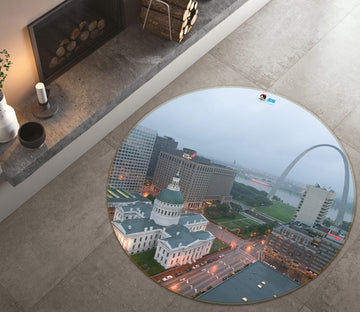 3D City Overlook 74138 Round Non Slip Rug Mat
