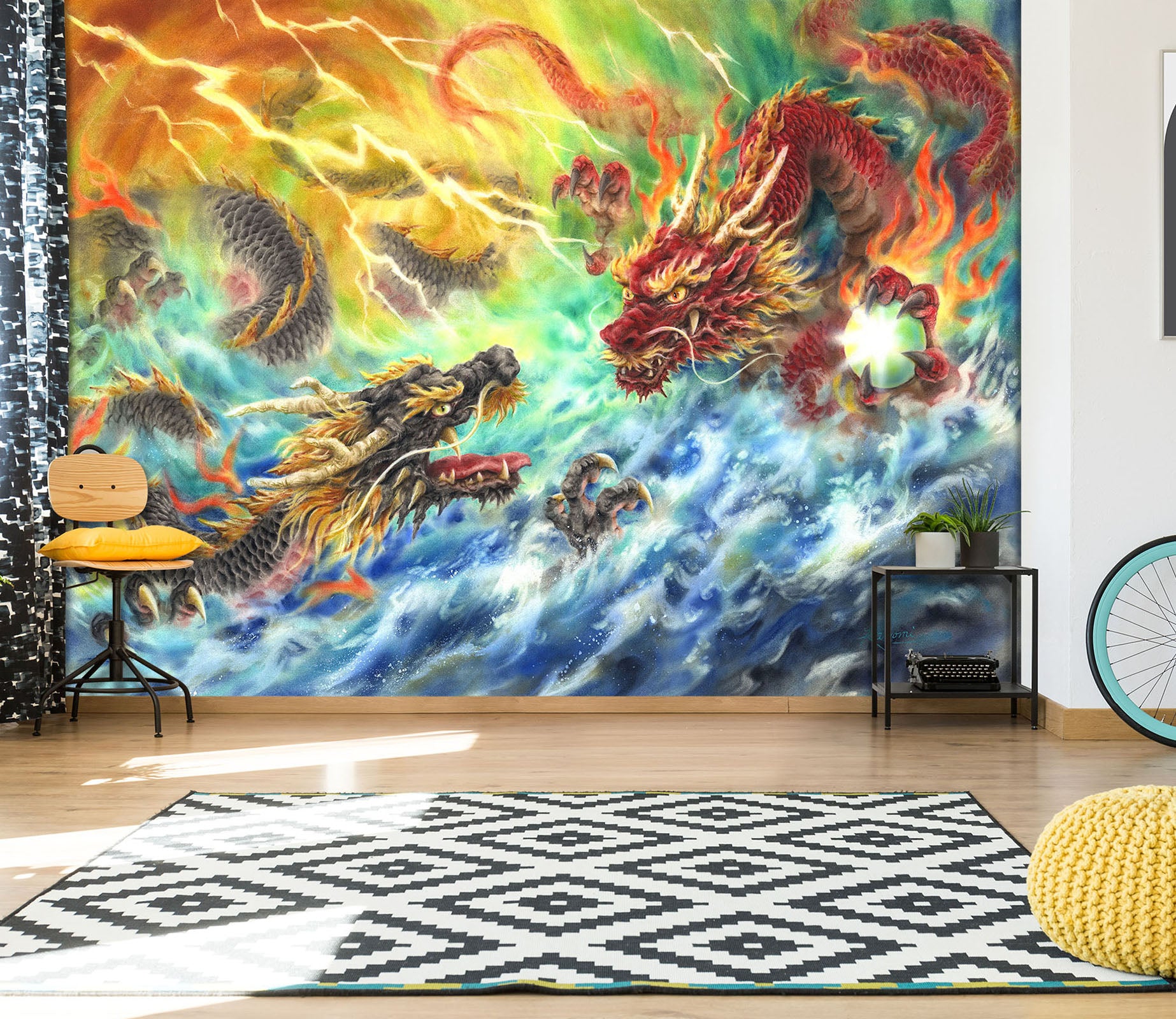 3D Red Dragon 5523 Kayomi Harai Wall Mural Wall Murals