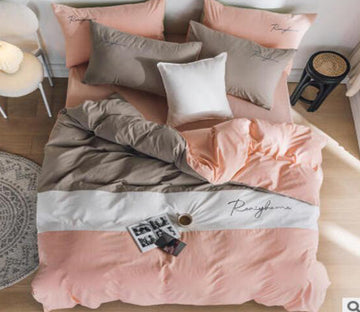 3D Gray White Pink 30075 Bed Pillowcases Quilt