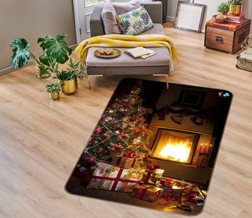 3D Gift Fireplace Tree 55031 Christmas Non Slip Rug Mat Xmas