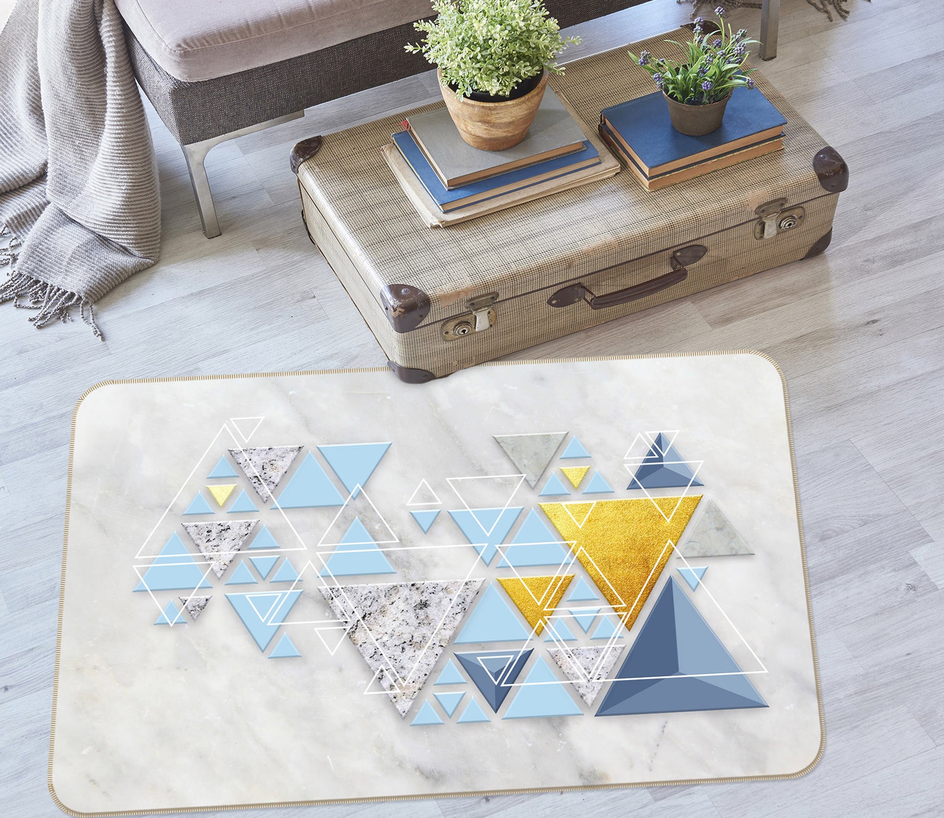 3D Triangle Pattern 77051 Non Slip Rug Mat