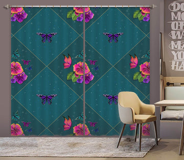 3D Purple Morning Glory 129 Rose Catherine Khan Curtain Curtains Drapes Curtains AJ Creativity Home 