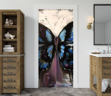 3D Black Butterfly 3320 Skromova Marina Door Mural