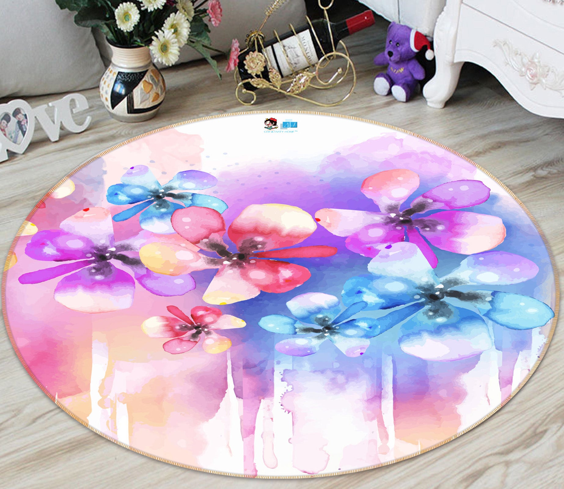 3D Pattern 71271 Round Non Slip Rug Mat