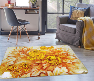 3D Golden Yellow Flowers 32086 Non Slip Rug Mat