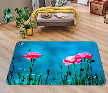 3D Pink Flowers 11137 Matthew Holden Bates Rug Non Slip Rug Mat