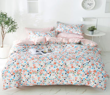 3D Pink Blue Floral 13144 Bed Pillowcases Quilt