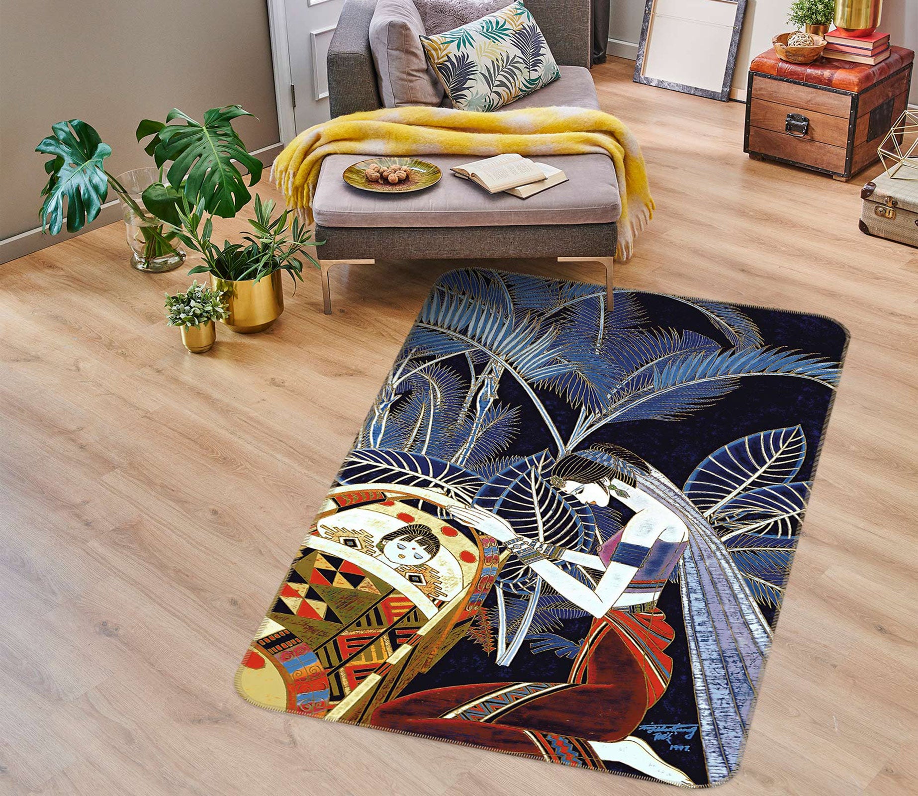 3D Leaves Baby Female 76198 Non Slip Rug Mat