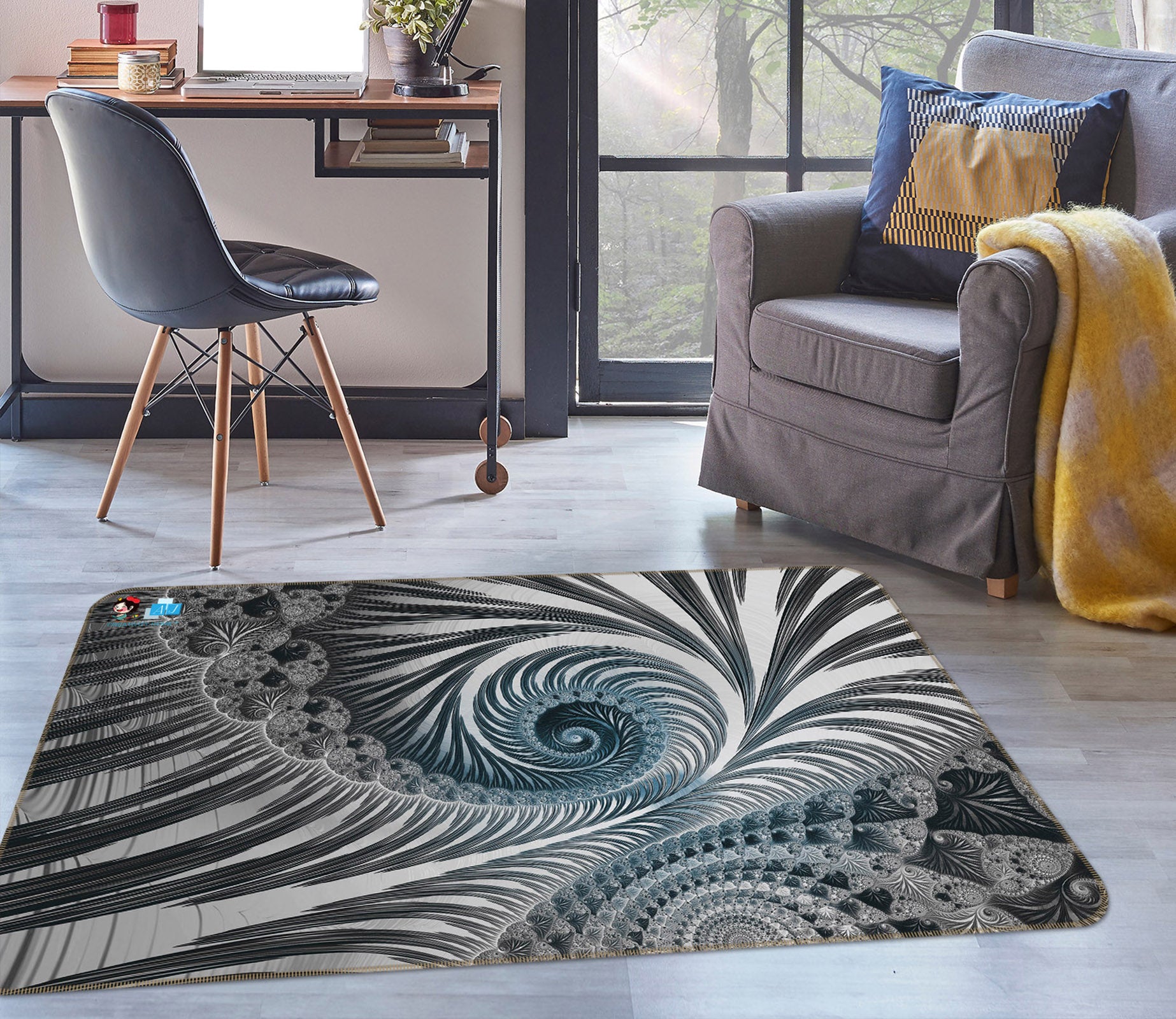 3D Spiral Pattern 83042 Andrea haase Rug Non Slip Rug Mat