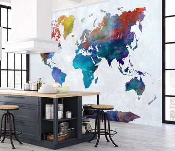3D Abstract Art 2013 World Map Wall Murals Wallpaper AJ Wallpaper 2 