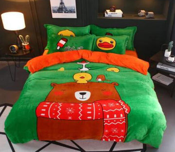3D Brown Bear 17006 Bed Pillowcases Quilt