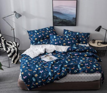 3D Navy Blue 17187 Bed Pillowcases Quilt