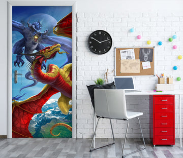 3D Red Dragon Wings 647 Tom Wood Door Mural