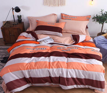 3D Orange Brown Bars 12028 Bed Pillowcases Quilt