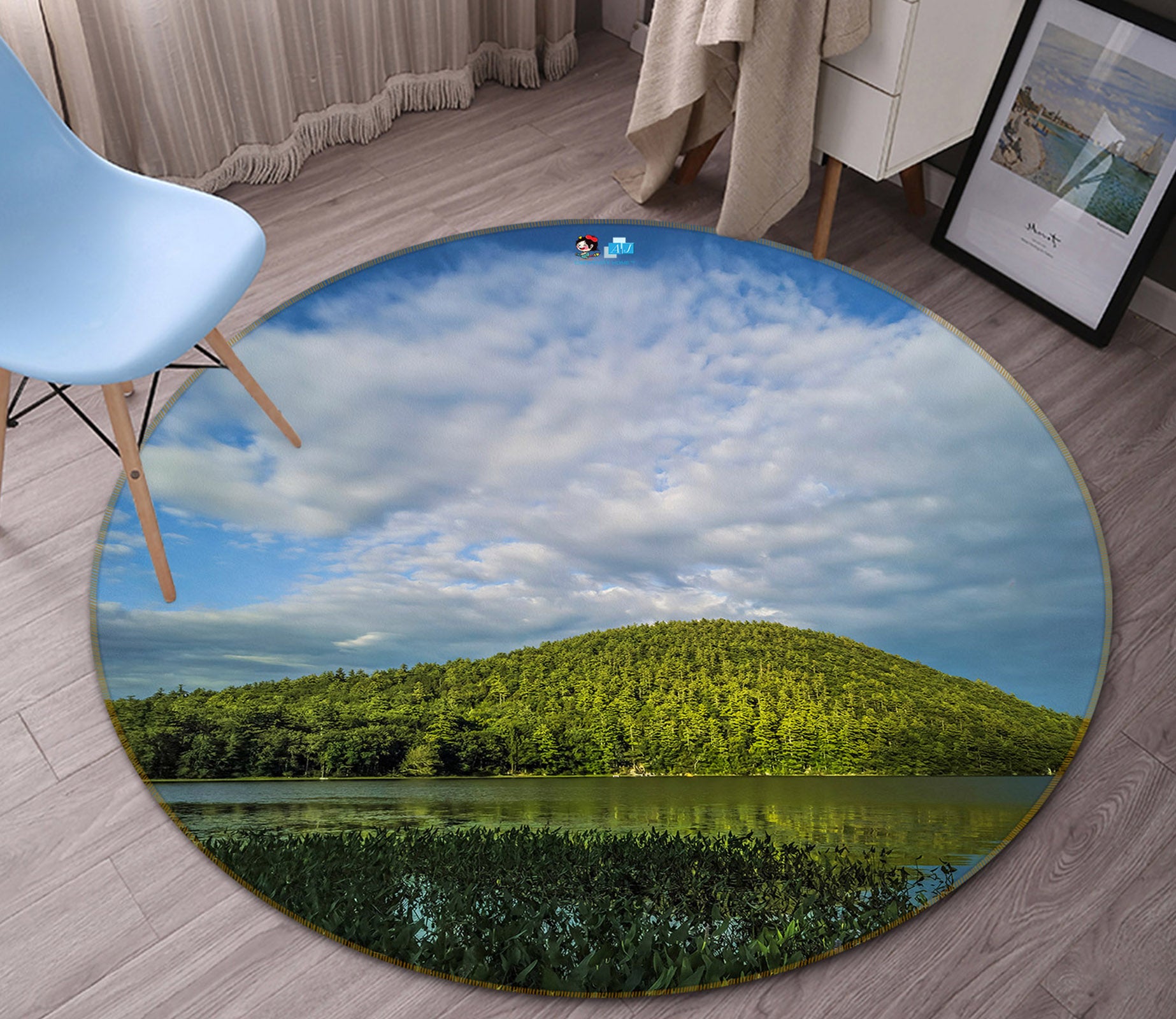 3D Sky Lake 85109 Jerry LoFaro Rug Round Non Slip Rug Mat