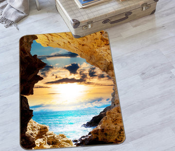 3D Seaside Stone Cave 26007 Non Slip Rug Mat