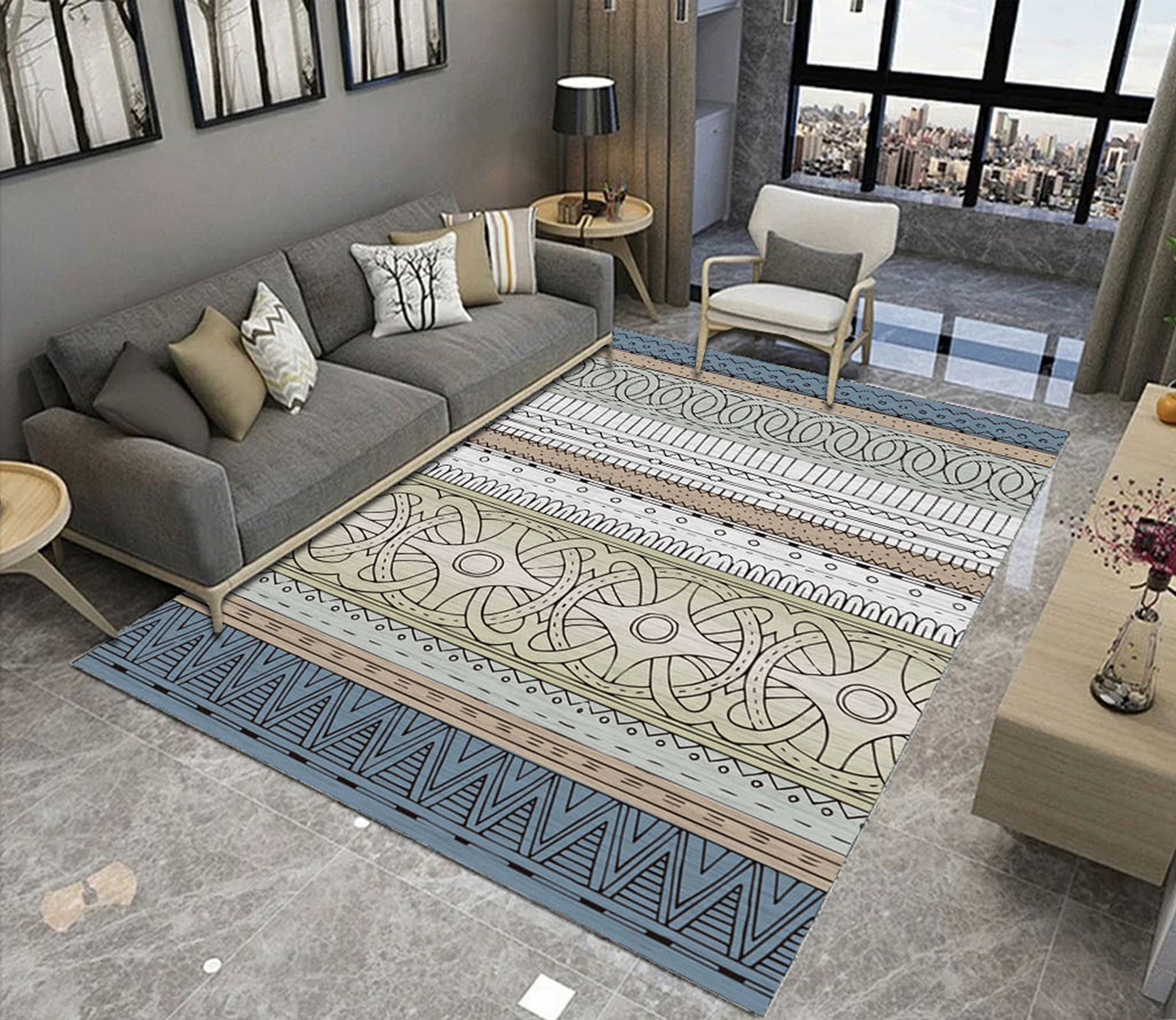 3D Colored Geometric Pattern WG515 Non Slip Rug Mat Mat AJ Creativity Home 