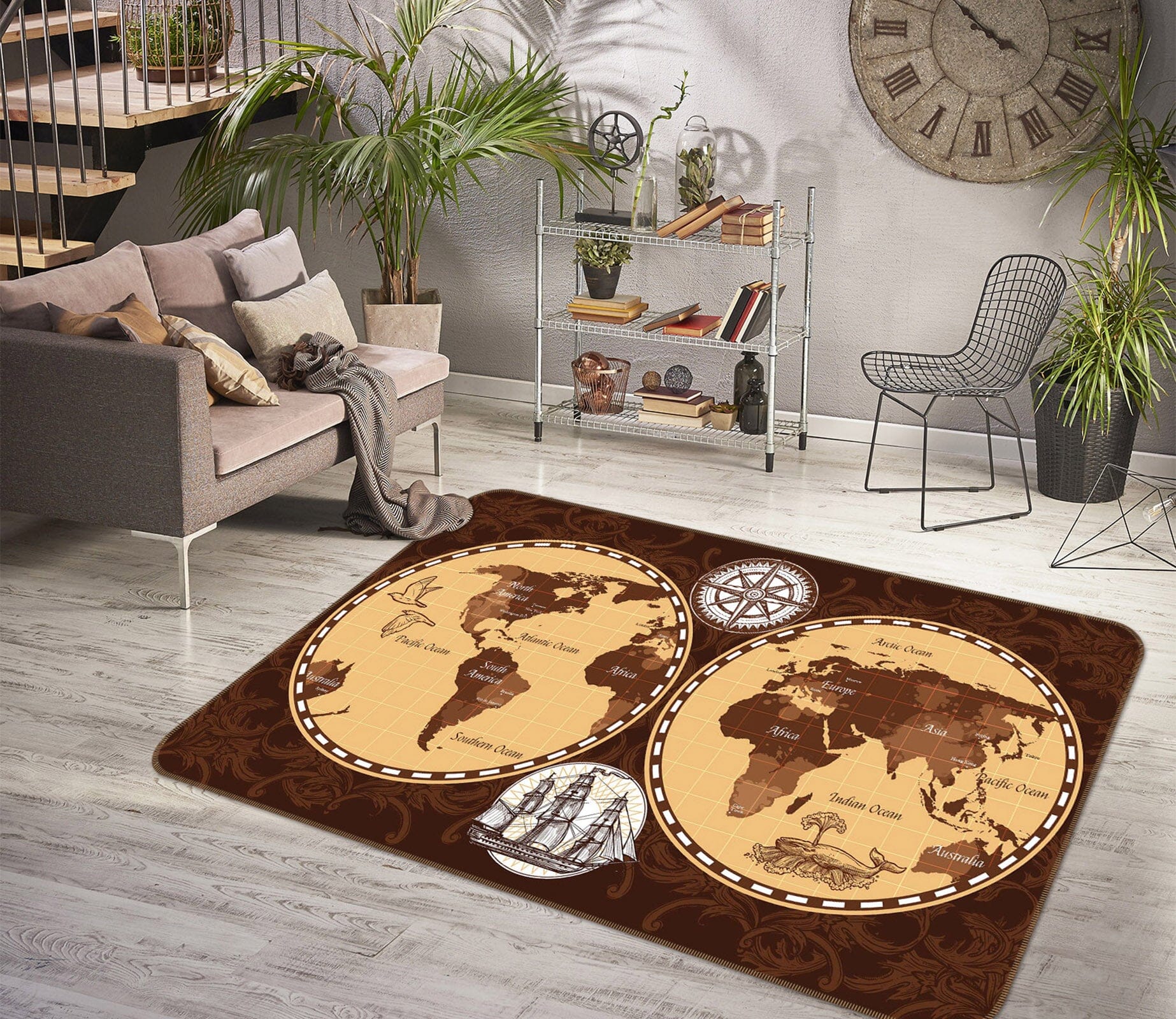 3D Black Shadow 258 World Map Non Slip Rug Mat Mat AJ Creativity Home 