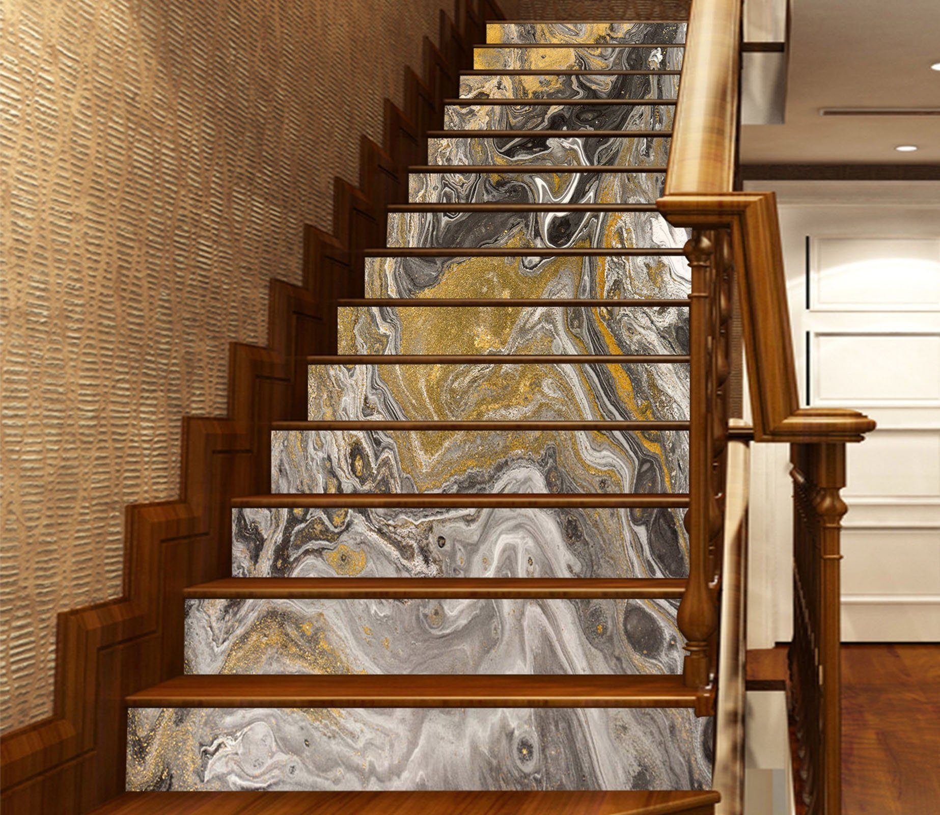 3D River Vortex 65498 Marble Tile Texture Stair Risers Wallpaper AJ Wallpaper 