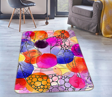3D Colorful Round Pattern 65028 Non Slip Rug Mat