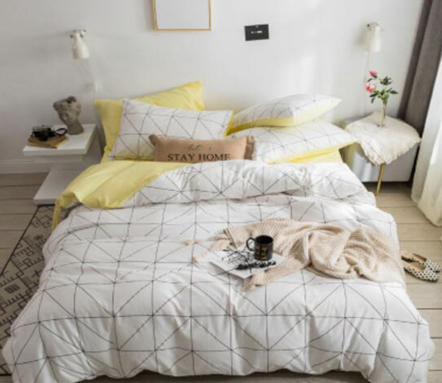 3D White Lines 15071 Bed Pillowcases Quilt
